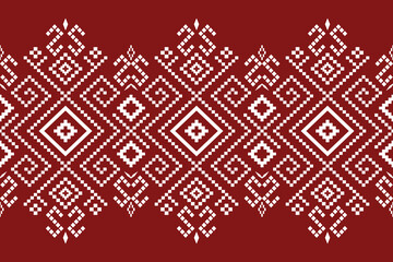 Red traditional ethnic pattern paisley flower Ikat background abstract Aztec African Indonesian Indian seamless pattern for fabric print cloth dress carpet curtains and sarong