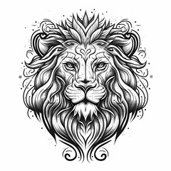 Black and white lion head