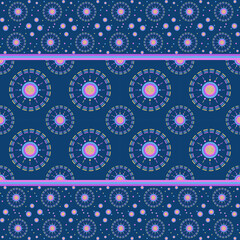 Circular seamless pattern on dark blue background design for wallpaper, wrapping paper, carpet, tile and more