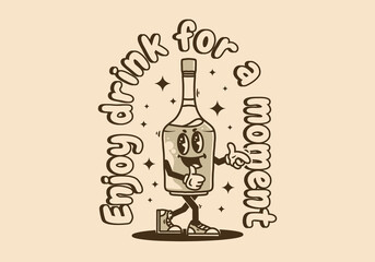 Mascot character design of an alcohol bottle