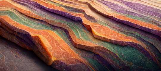 Abstract sandstone wallpaper design, vibrant green orange and violet colors