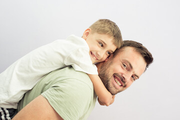 children and father study together