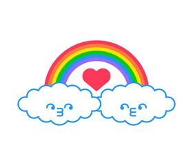 Clouds couple love. Cloud is in love. Vector illustration
