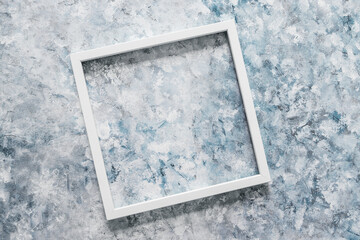white square picture frame mock-up with copy space for yout text or image on top of  grey blue background