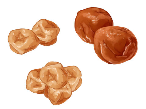 手描き水彩の梅干イラストワンポイントラインセット