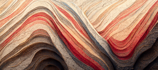 Abstract sandstone wallpaper design, vibrant silver gold and red colors