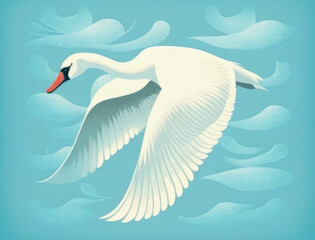 An elegant white swan gliding majestically through the azure water Cute creature. AI generation.