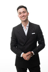 Happy handsome businessman. Isolated over white background