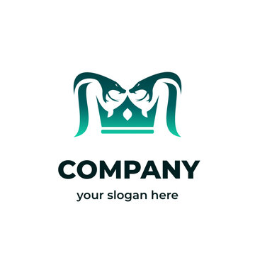 King Cobra Crown Company Logo Vector Template