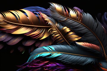 Feathers Colorful Background Generative AI
