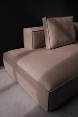 leather detail of sofa - minimalist upholstered furniture