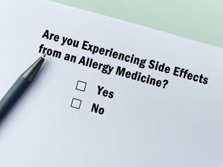 Questionnaire about side effects
