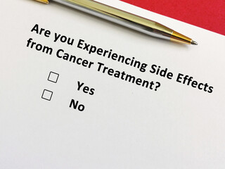 Obraz premium Questionnaire about side effects