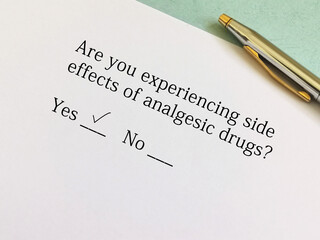 Obraz premium Questionnaire about side effects