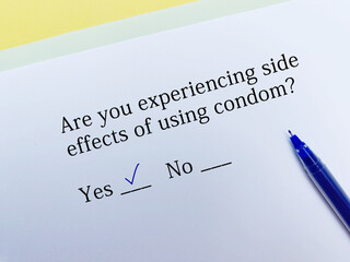 Obraz premium Questionnaire about side effects
