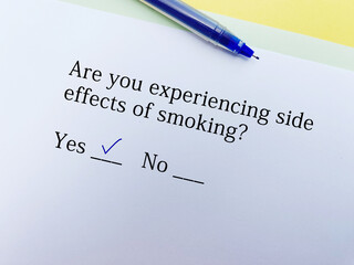 Obraz premium Questionnaire about side effects