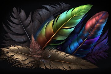 Feathers Colorful Background Generative AI