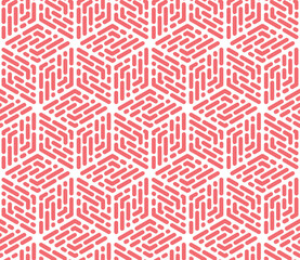 Abstract geometric pattern. A seamless vector background. White and pink ornament. Graphic modern pattern. Simple lattice graphic design