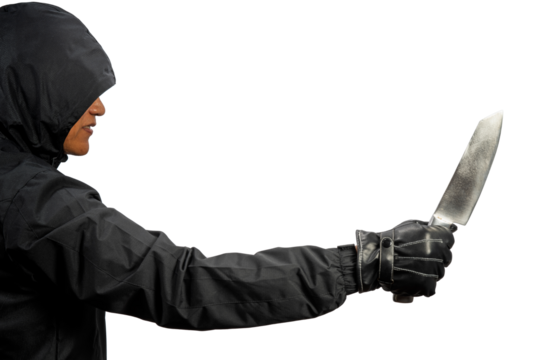 Hand holding a knife on white background, Hand Holding knife on White Background PNG file.