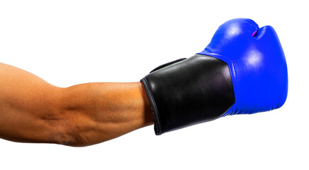 Boxer wearing gloves is punching fight on white background,Boxer wearing boxing gloves on white PNG...