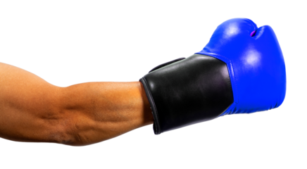 Boxer wearing gloves is punching fight on white background,Boxer wearing boxing gloves on white PNG file.