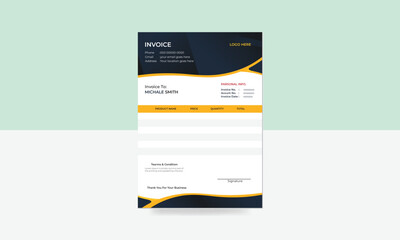Simple minimal business invoice design template with colors.