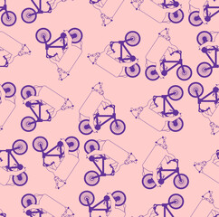 Cow on bike pattern seamless. Ornament of kids fabric