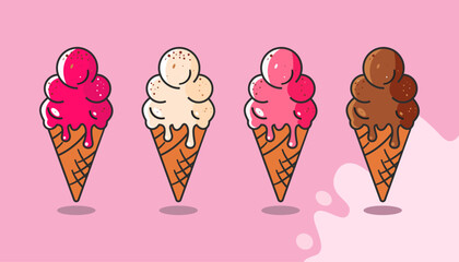 Flat Ice Cream Collection Design
