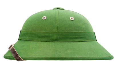 Classic Green Military helmet on white background  PNG File.