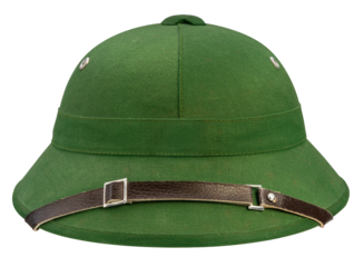 Classic Green Military helmet on white background  PNG File.