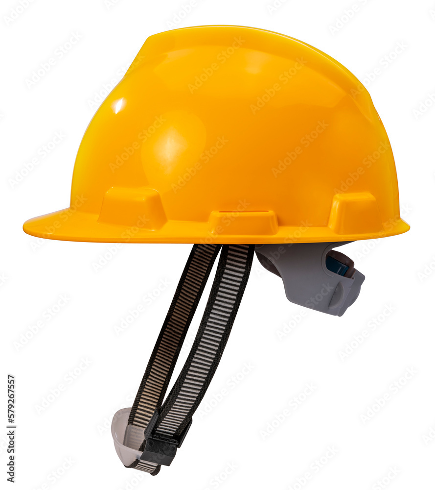 Wall mural yellow safety helmet or hard cap isolated white background png file.