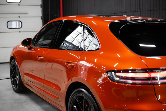 Car detailing series : Closeup red car lamp