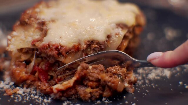 Meat lasagna Bolognese cheese . Delicious Italian Food