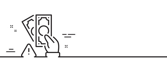 Bribe line icon. Money fraud crime sign. Cash scam symbol. Minimal line illustration background. Bribe line icon pattern banner. White web template concept. Vector