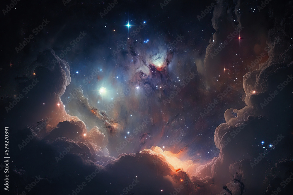 Sticker nebula gas cloud in deep outer space. futuristic cosmos design. generative ai