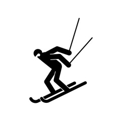 Skier sign symbol. Skiing icon. Vector illustration