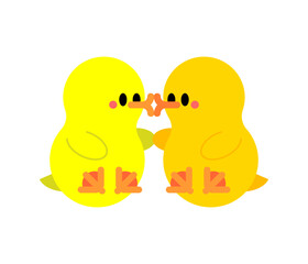 Cute love ducklings. darling couple of little birds. Vector illustration
