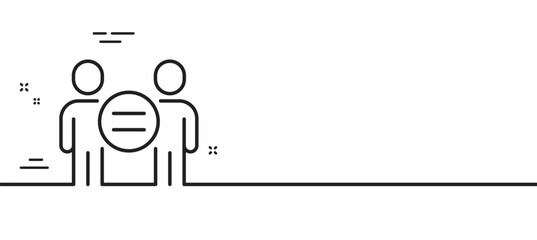 Ethics line icon. Gender equality sign. Equal balance symbol. Minimal line illustration background. Ethics line icon pattern banner. White web template concept. Vector