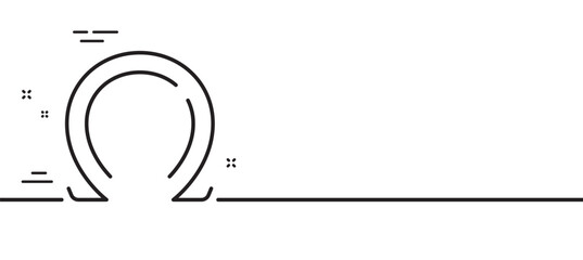 Omega line icon. Last Greek letter sign. Ohm electrical resistance symbol. Minimal line illustration background. Omega line icon pattern banner. White web template concept. Vector