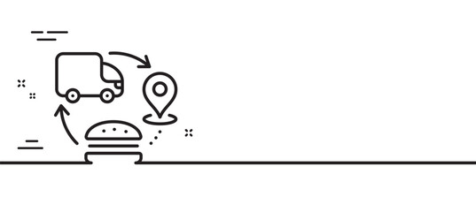 Supply chain line icon. Food delivery sign. Products supplier symbol. Minimal line illustration background. Supply chain line icon pattern banner. White web template concept. Vector