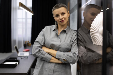 portrait of a business woman analytics in a company on a working day