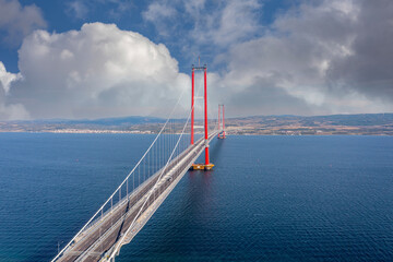 Fototapeta premium new bridge connecting two continents 1915 canakkale bridge (dardanelles bridge), Canakkale, Turkey
