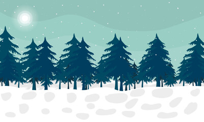 Fototapeta premium snow background with green tree nature landscape vector illustration