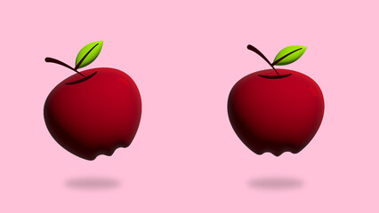 illustration of an apple image with a 3D view. 