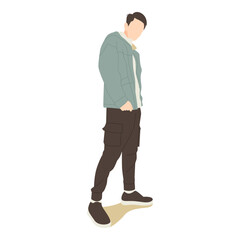 young man standing posing with stylish outfits illustration