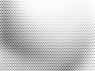 Monochrome Dots Background. Fade Texture. Vintage Pop-art Backdrop. Grunge Black and White Overlay. Vector illustration