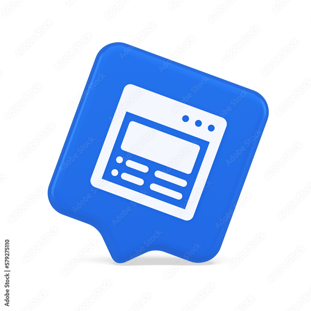 Poster Internet document tax form banking account web page button virtual browsing interface 3d speech bubble icon
