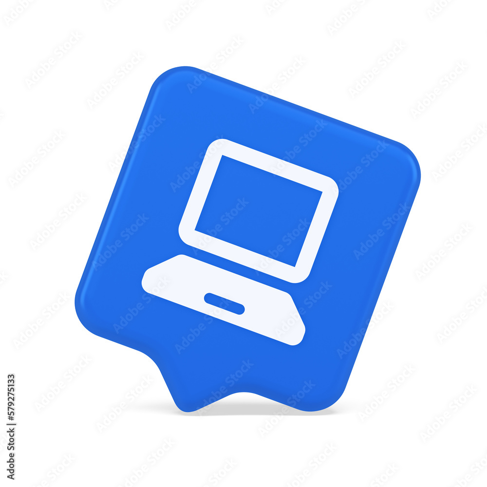 Poster computer network connection button digital information browsing 3d realistic speech bubble icon