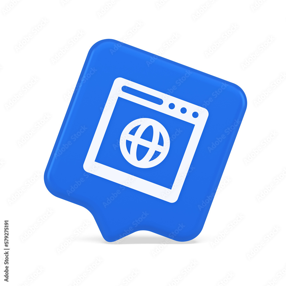 Poster browser website internet searching online connection button web page information 3d speech bubble ic
