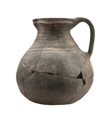 Ancient  clay  jug   on white isolated